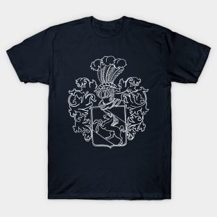 Shedenhelm Family Crest, Linework with White Ink T-Shirt